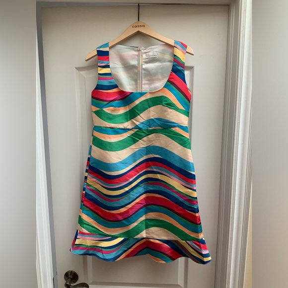 VALENTINO GARAVANI S.P.A. RED Multicolour Wave Knee Length Dress Women SZ Medium - Picture 16 of 16